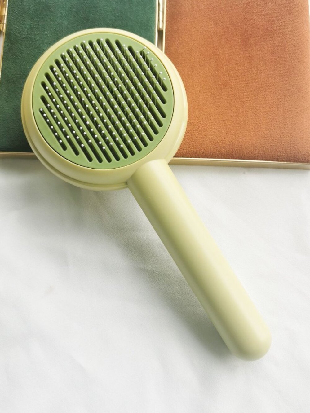 Pet Grooming Brush Push-Button Design Efficient Hair Removal Tool